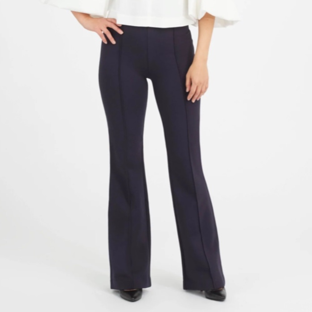 Spanx The Perfect Pant Flare Pull On High Rise Navy Size Large Petite